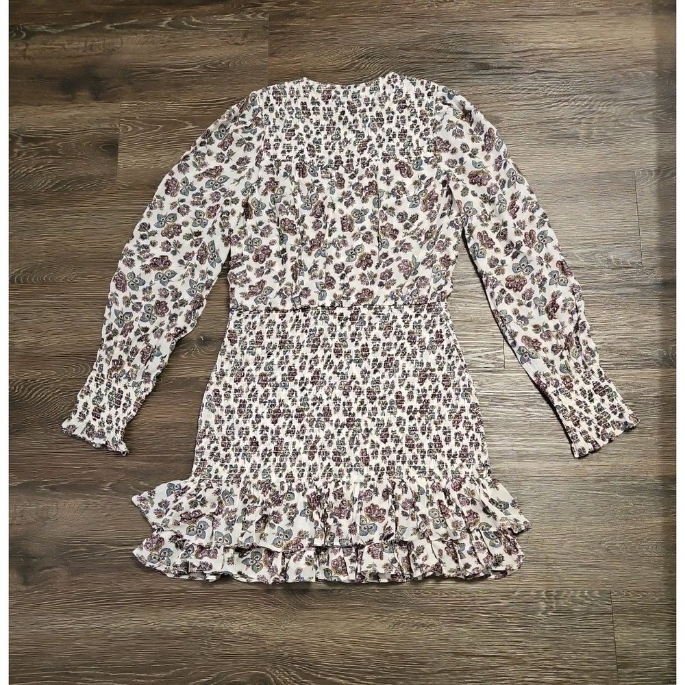 Veronica Beard Saera Floral Print Smocked Chiffon Minidress Sz 6 - Picture 5 of 13